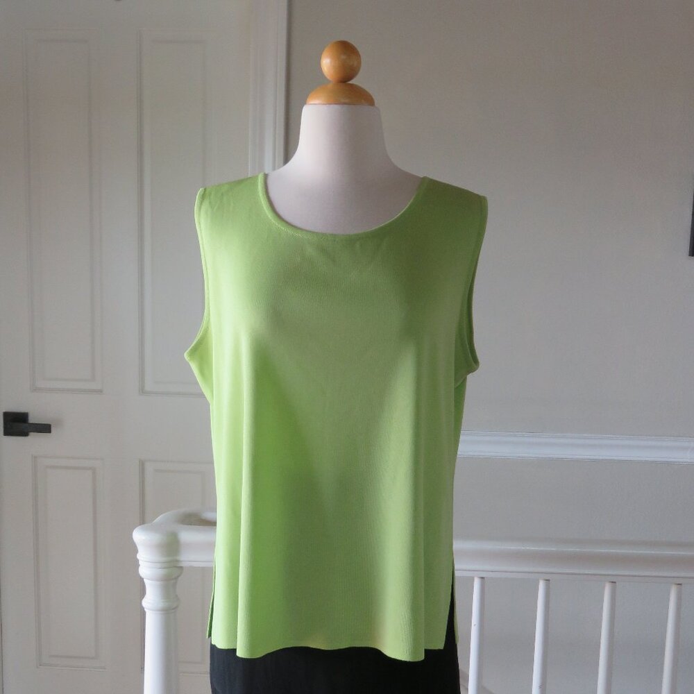 Exclusively Misook Women L Green Tank Sleeveless Blouse Made in Korea